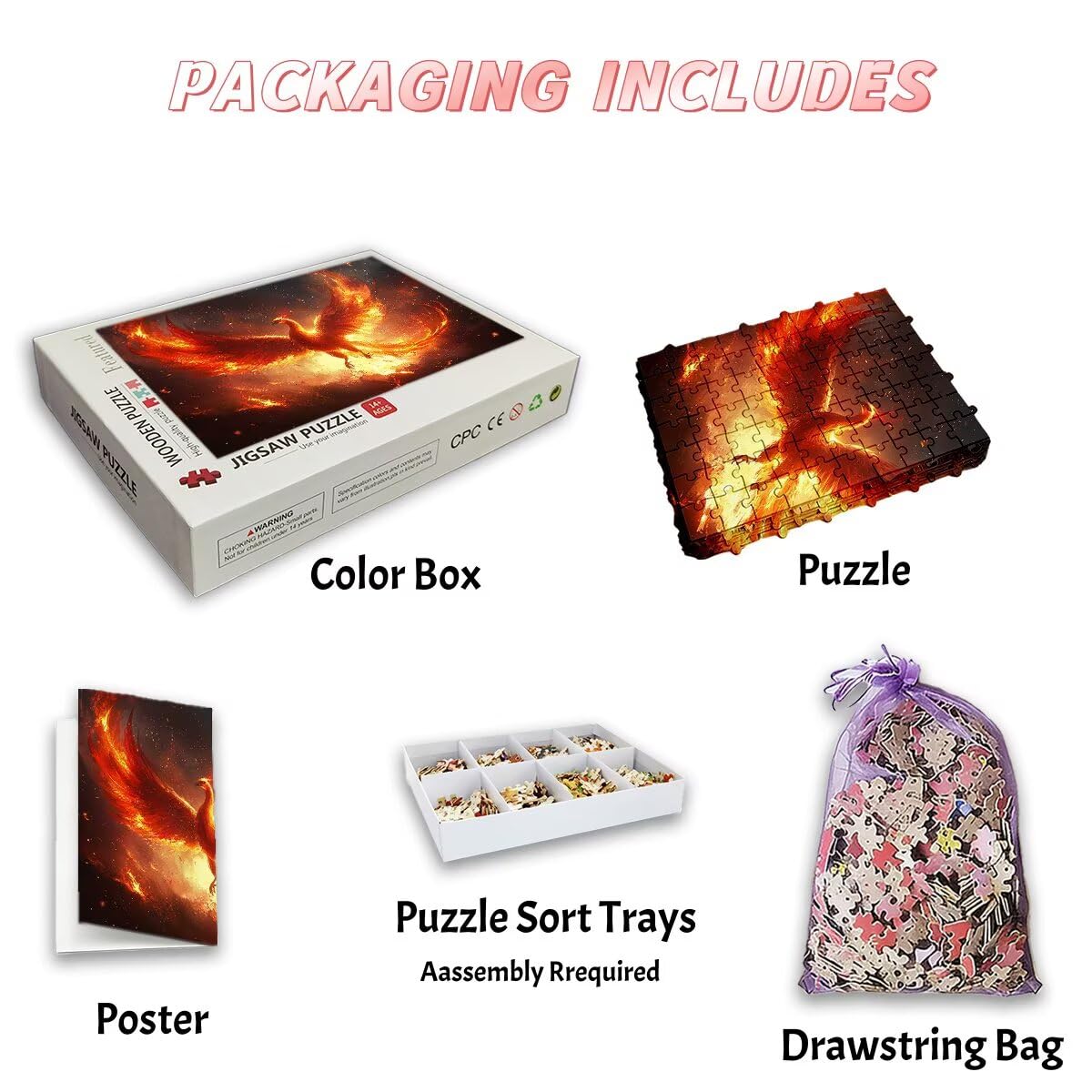 Puzzle 1500 sztuk dorosłych zwierzęta, puzzle dla dorosłych feniks, klasyczne puzzle dla dorosłych dla całej rodziny, zabawki puzzle litery na plecach, prezent dla mężczyzny wystrój -2831