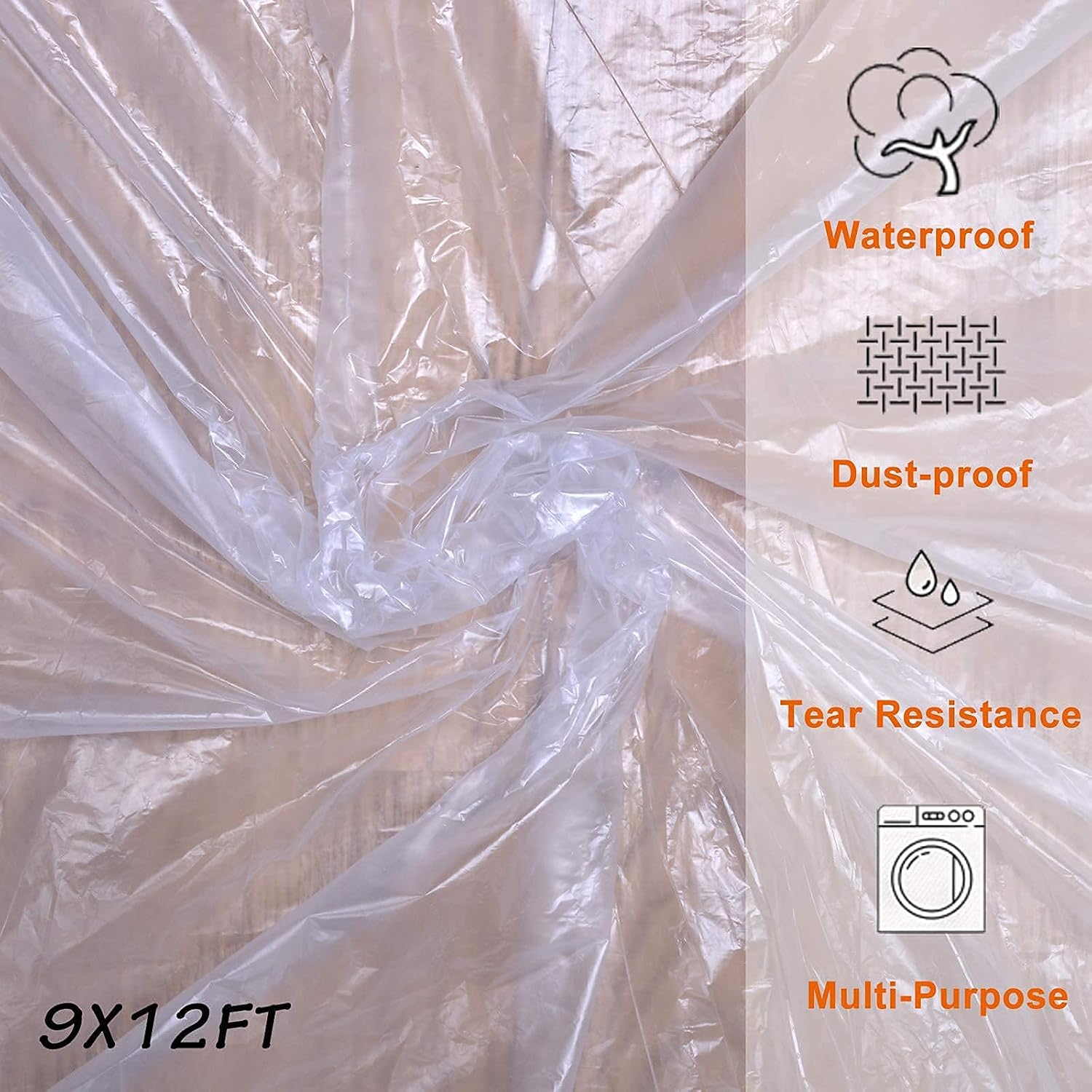 OIYEEFO Plastic Drop Cloths for Painting, 10 Pcs 9x12ft Plastic Sheeting Tarp Waterproof Dustproof Almost Tear Resistance Multi-Purpose Furniture Cover Floor Wall Protection Film : Everything Else
