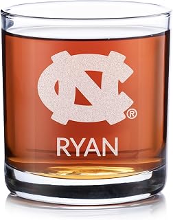 Lifetime Creations Personalized North Carolina Tar Heels Whiskey Glass - Officially Licensed UNC Gifts, Tar Heels Merch, UNC Gifts for Men, UNC Basketball Fan Graduation Gift, Made in USA