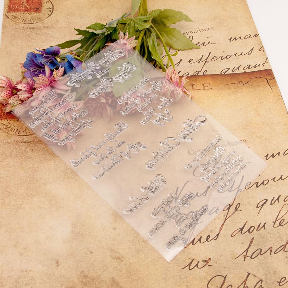 Sellos transparentes con sentimiento navideño para hacer tarjetas de Navidad o diario, versículos de Navidad, sellos de goma de silicona para álbumes de recortes, diarios de arte, decoración de