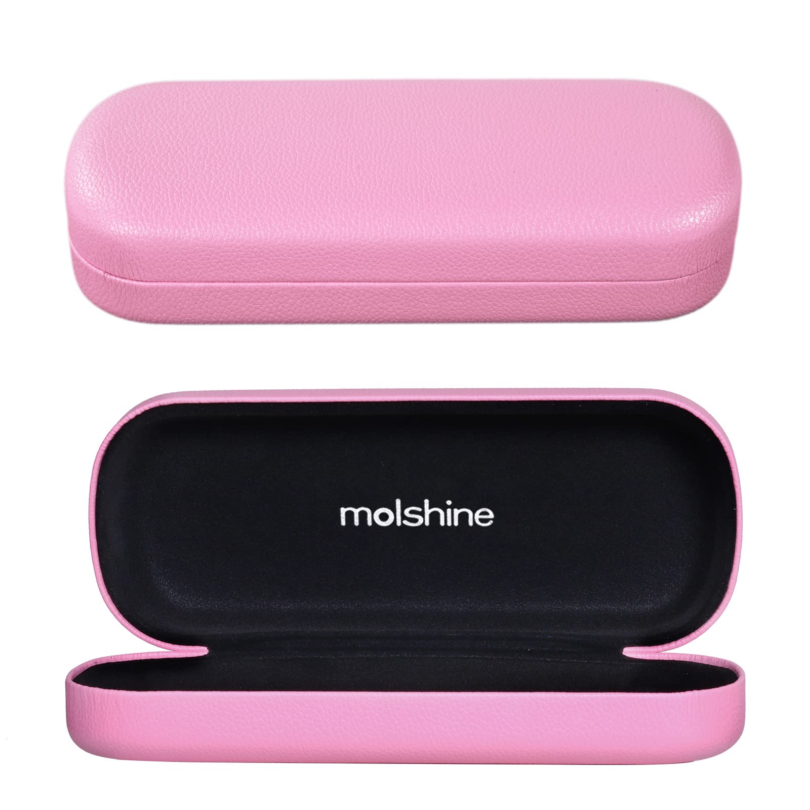 molshineEstuche rígido para gafas de cuero PU, Estuche portátil brillante para anteojos para hombres, mujeres, niñas, viajes, estudios, trabajo