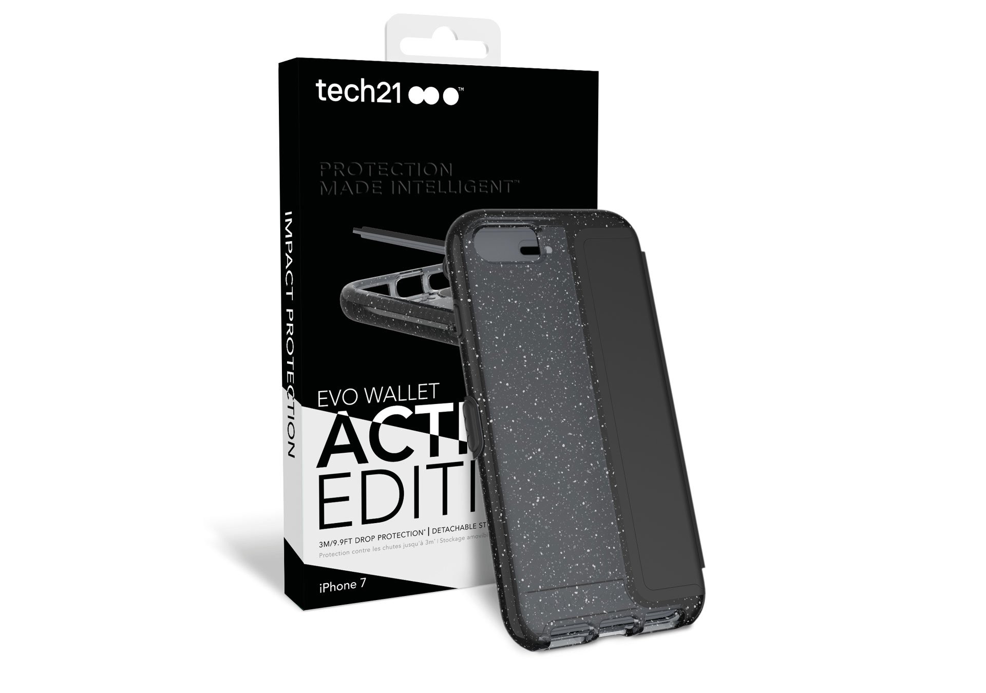 tech21Evo Wallet Active Edition iPhone 7 Plus, Black with White dots