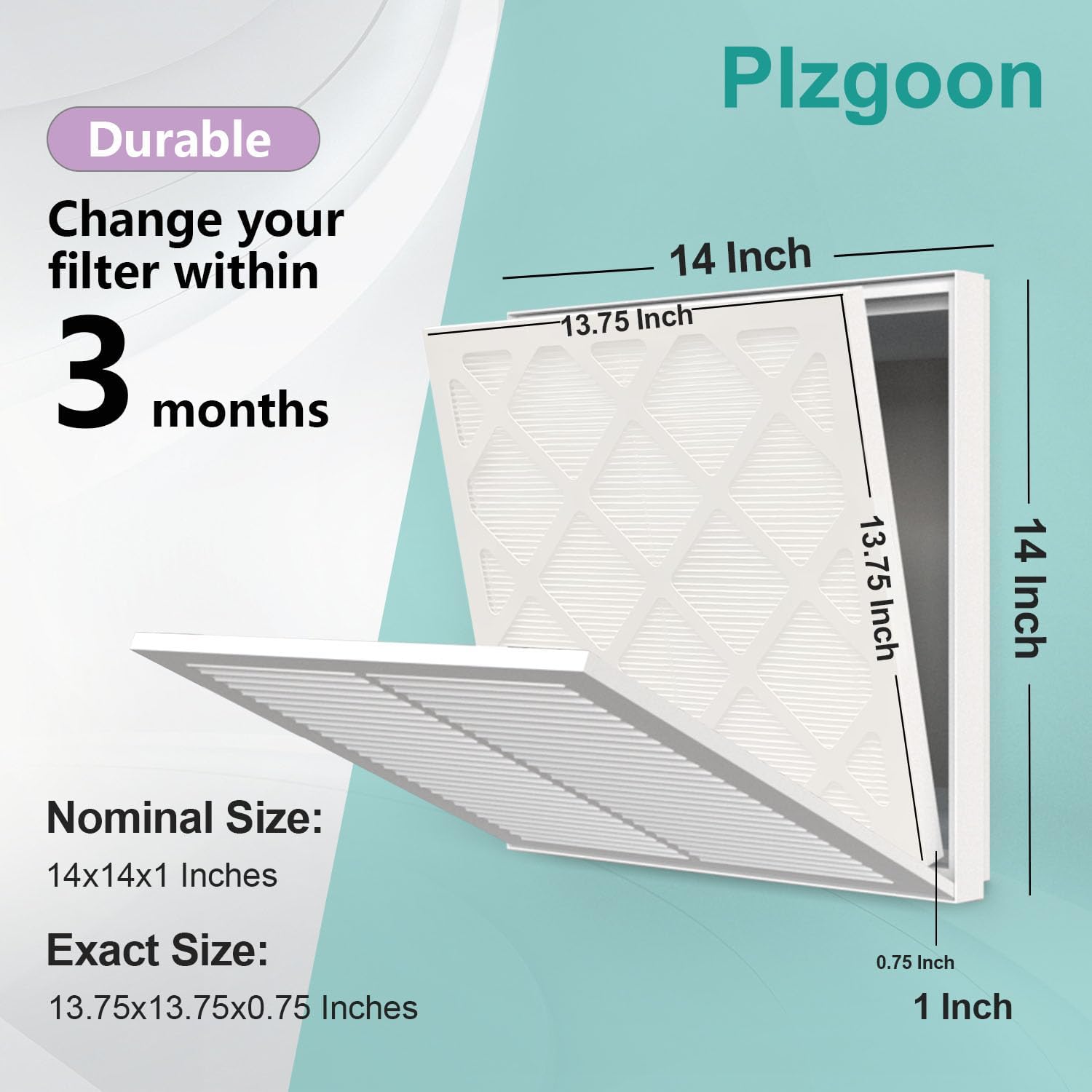 14x14x1 Air Filter 2 Pack MERV 8 Upgraded Version-More Folds image 4
