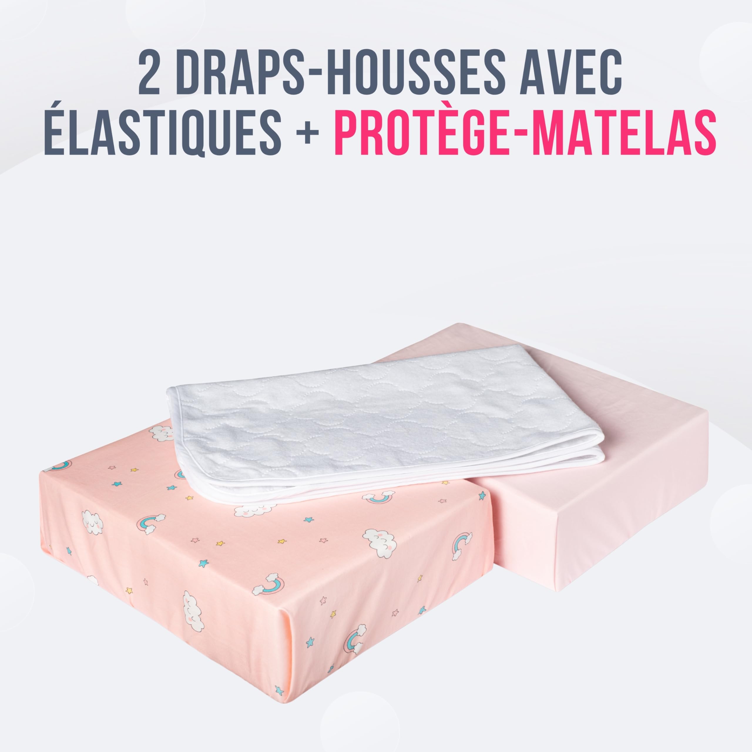 GOYSILA Drap Housse Cododo Bebe 2 pièces 100% Coton + 1 Alèse Protégé Certifié Oeko-Tex Compatible Berceau Chicco Cosleeping Magic Kinderkraft Safety Matelas 50x83 (des Nuages)