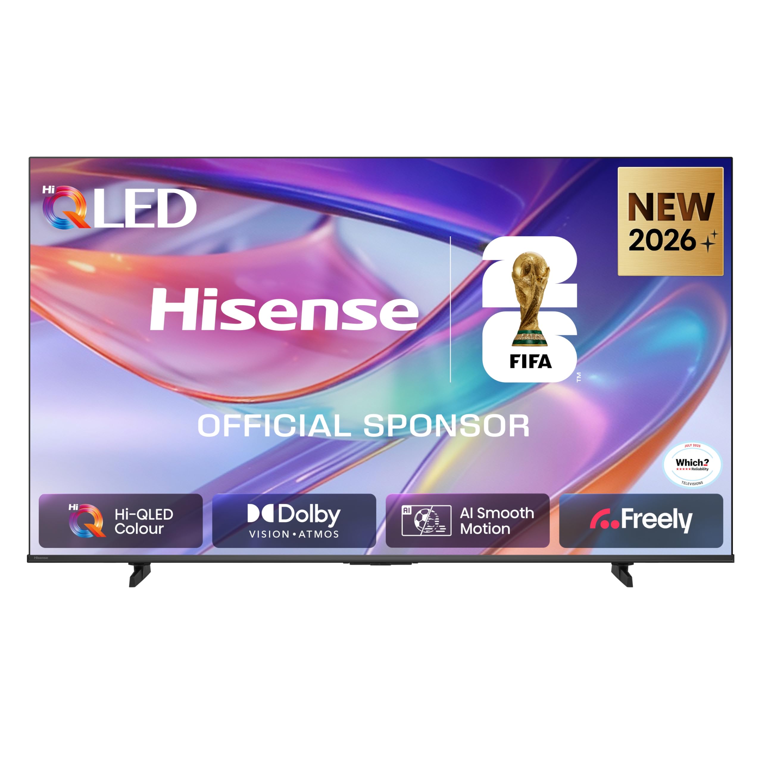Hisense 50" 50E7STUK Hi-QLED 4K Ultra HD AI Smart TV with Freely, Netflix, Disney+ and YouTube - Hi-QLED Colour, Dolby Vision.Atmos, AI 4K Upscaler, AI Smooth Motion, Game Mode Plus, Filmmaker Mode