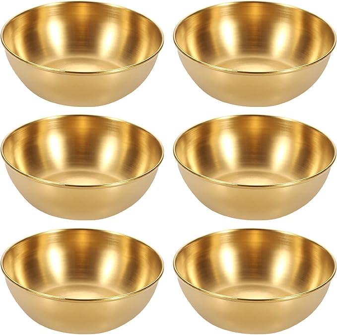 HIDLIGHT Dipping Bowls Set of 6, Stainless Steel Golden Dip Bowls