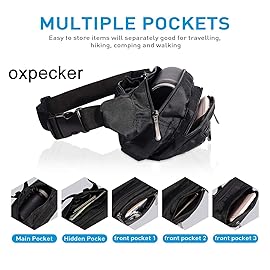Oxpecker Waist Pack Bag with Rain Cover, Waterproof Fanny Pack for Men&Women, Workout Traveling Casual Running Hiking Cycling, Hip Bum Bag (black)