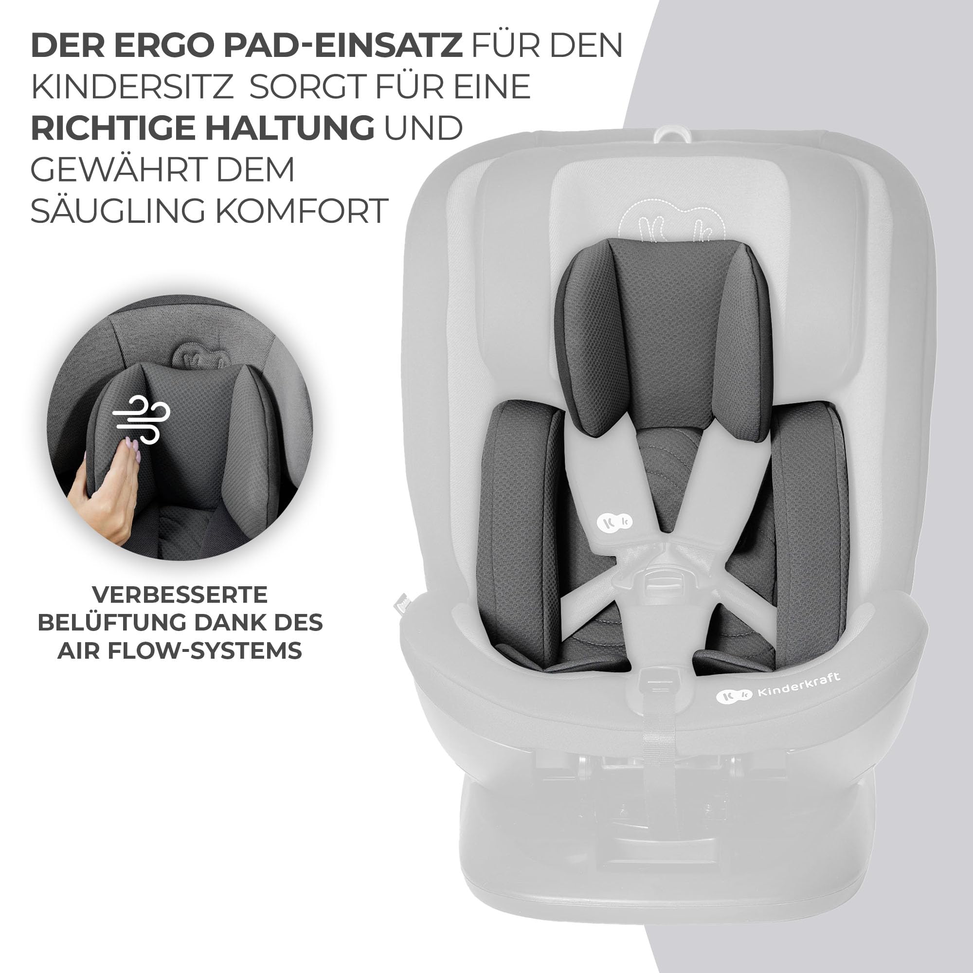 Kinderkraft XPEDITION2 I-SIZE Kindersitz 0-36 kg Reboarder 360° drehbar Isofix Grau
