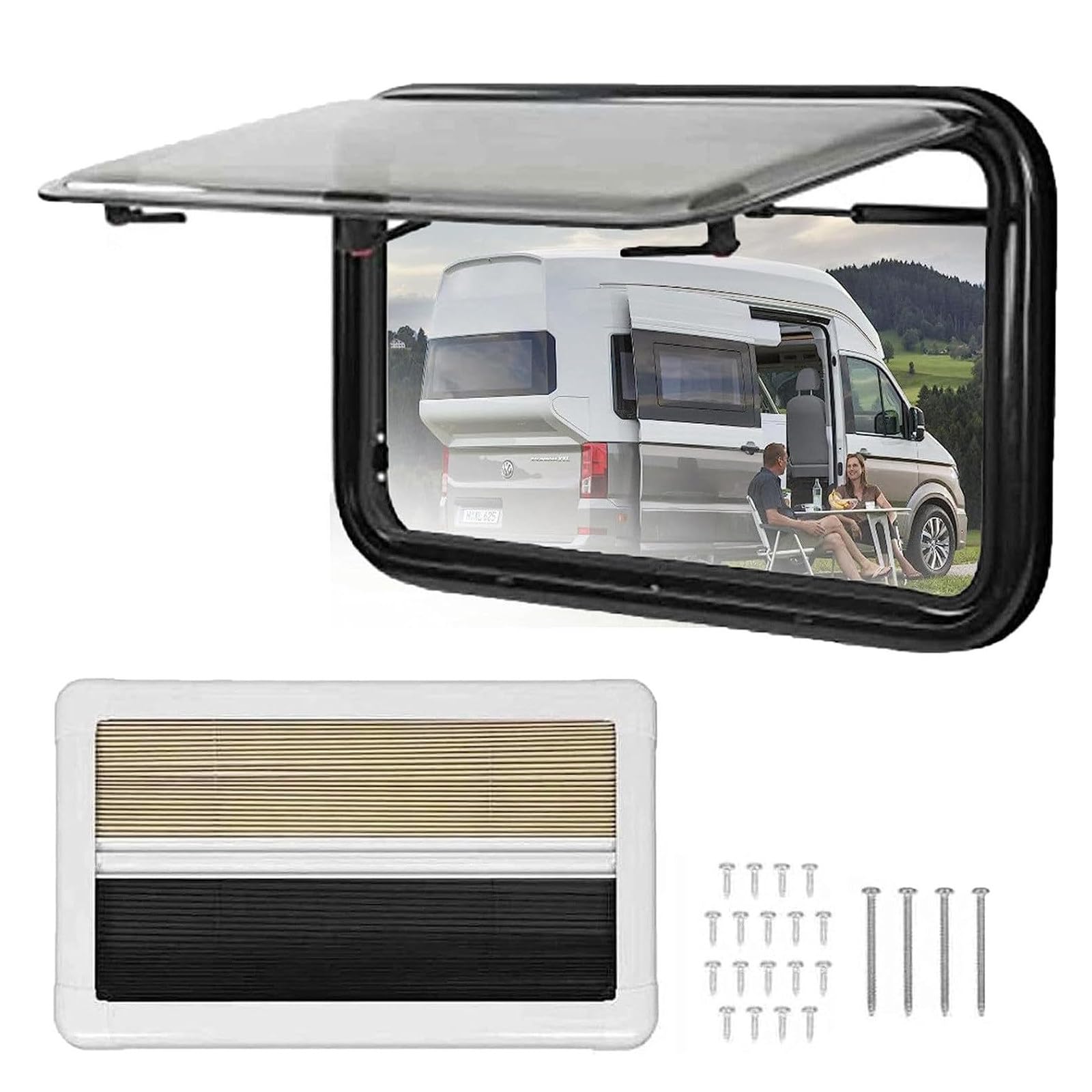 Finestra di ricambio per camper – Esterna Spinta Fuori Portello di sfiato per RV Caravan Camper Van – Finestra a cerniera per finestra di uscita camper