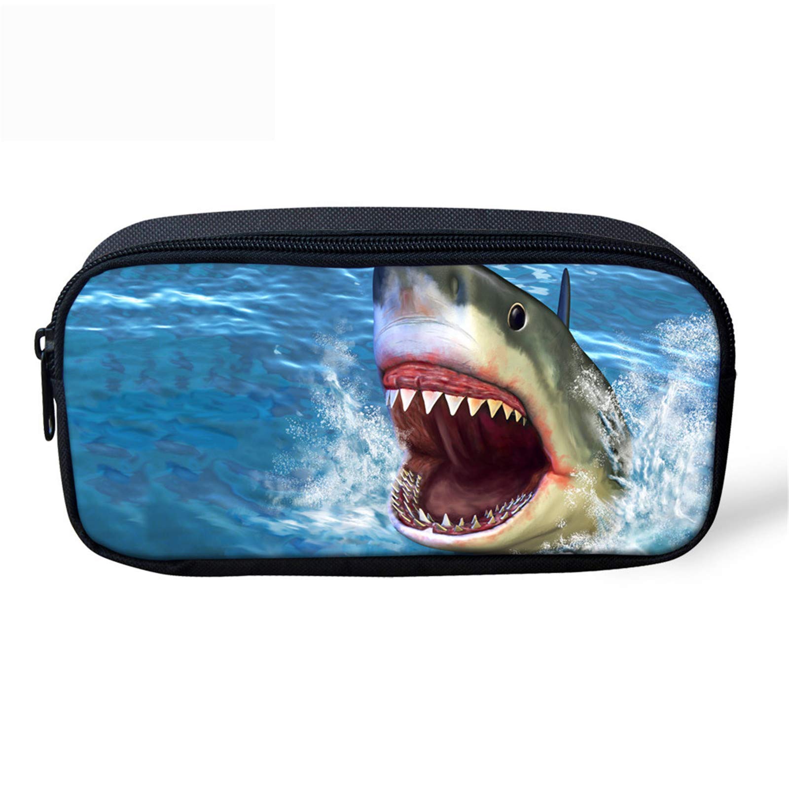 SEANATIVE Pencil Bag Big Capacity Pen Pouch Holder Roaring Shark Stationanery Organizer Box School Office Supplies for Boys Girls