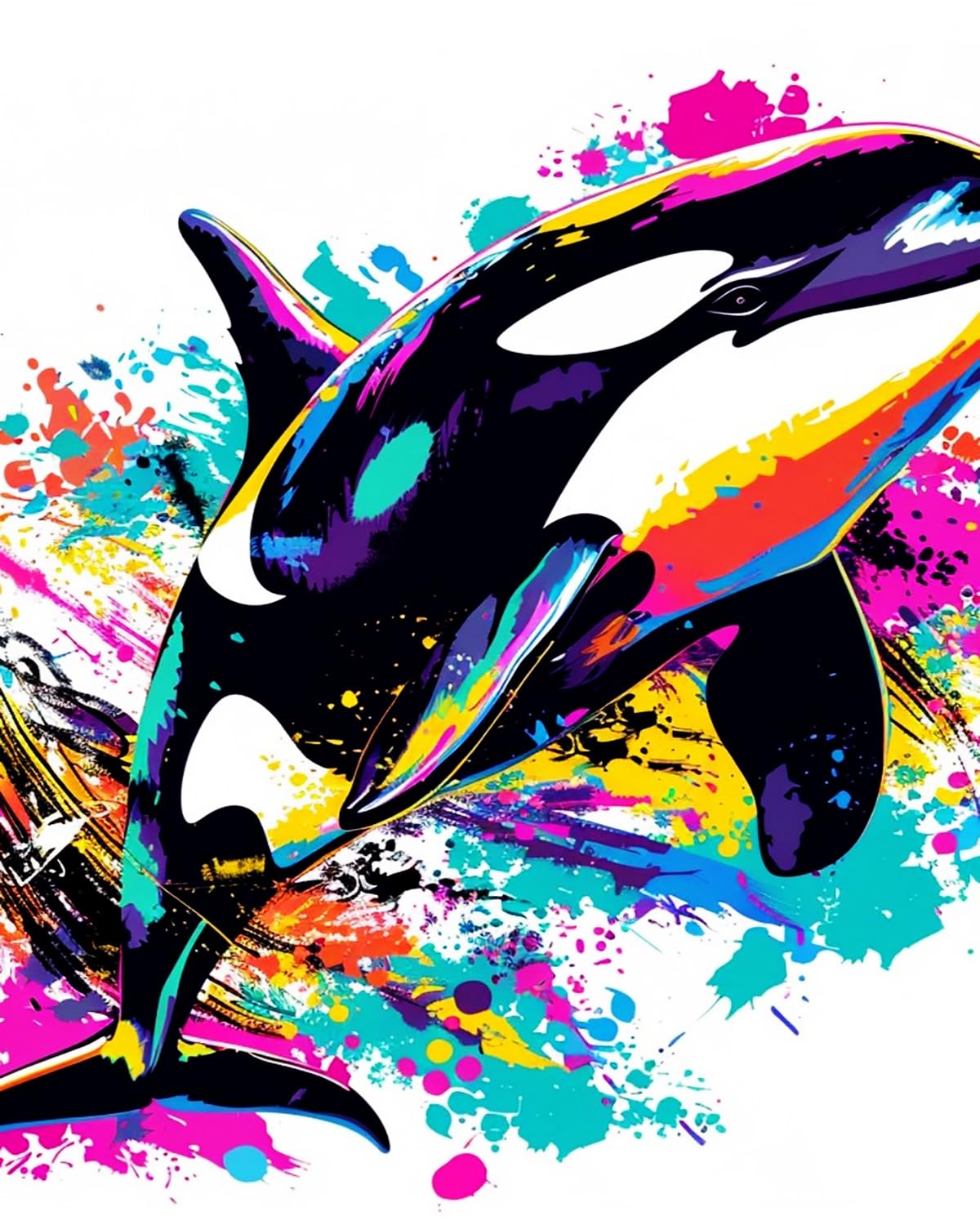 Liubaishi Multicolour Paint By Numbers Kit For Adults, Leaping Orca, 40X50 Cm, Acrylic On Canvas, With 3 Brushes