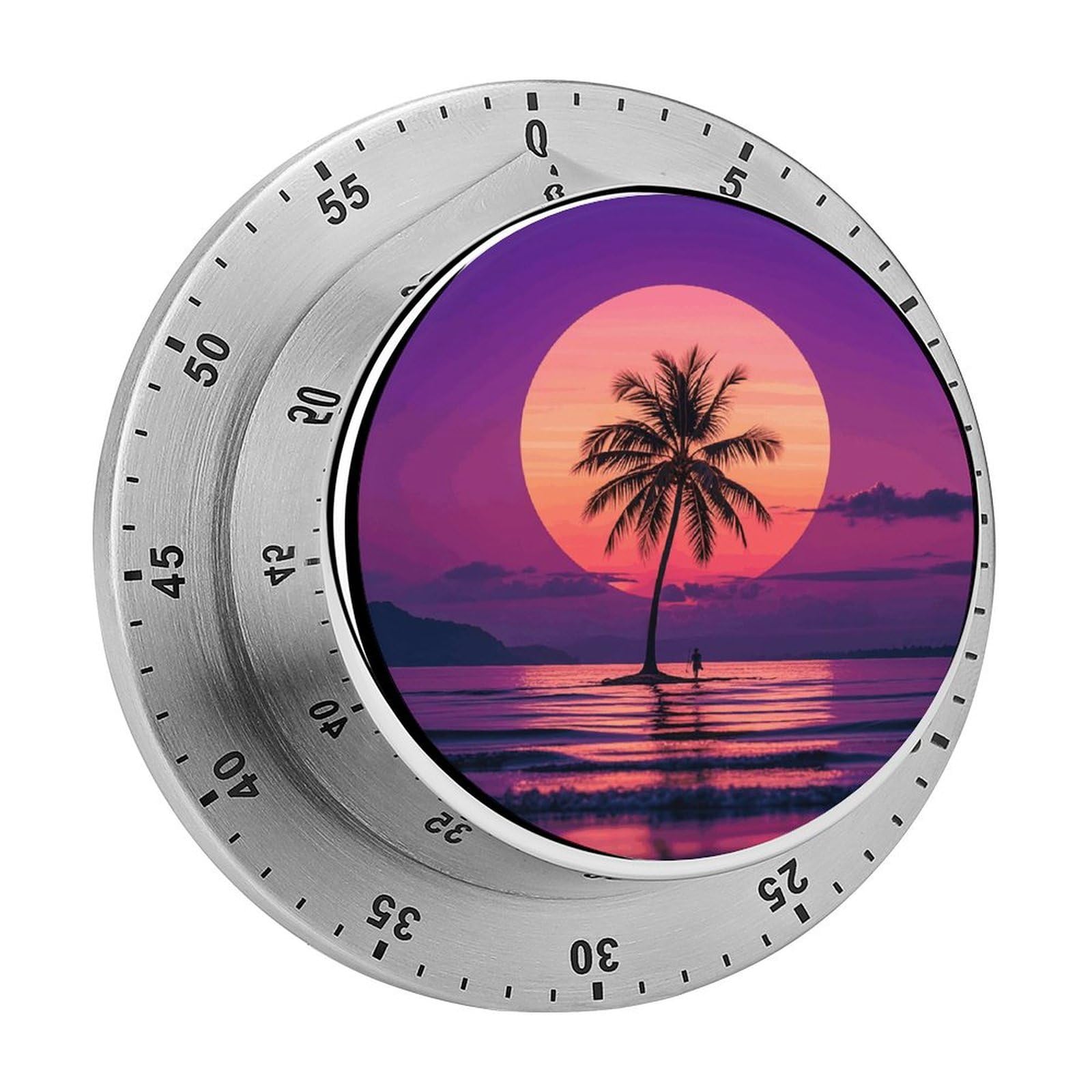 Palm Tree Sunset Kitchen Timers Magnetic Back Manual Countdown Timers for Classroom Home Gym Tanning