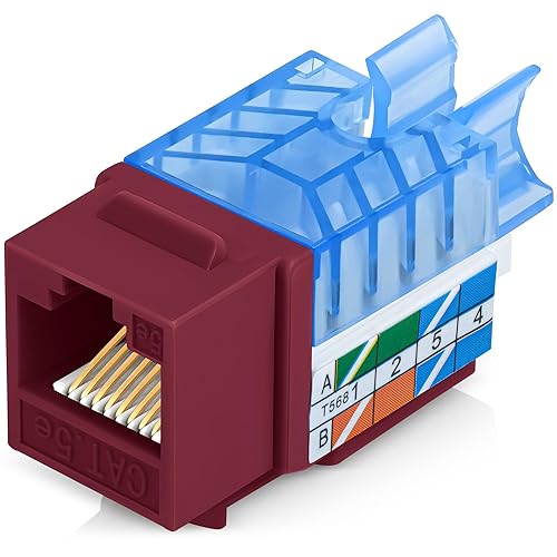 Miniatura 26 de Everest - Paquete de 50 conectores Keystone RJ45 Cat6 en ángulo de 45°, color negro, conectores RJ45 hembra de perfil delgado, conector Keystone Cat