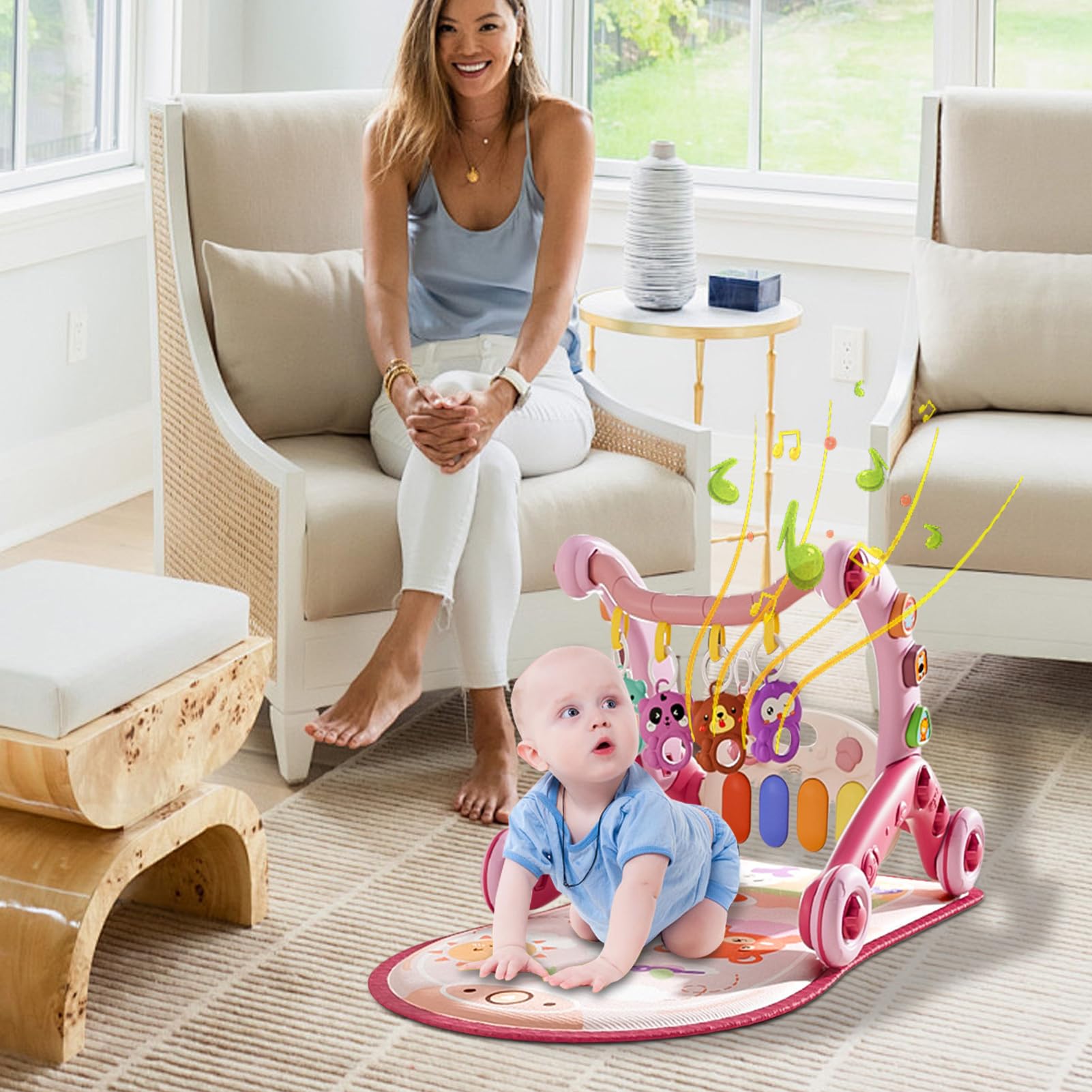 Alfombra para Bebé En Suelo - Alfombra Musical Sensorial Con Texturas | Alfombra Antideslizante Desarrollo Motriz Fino, Juguetes Interactivos para Guardería Y Hogar Infantil Estera