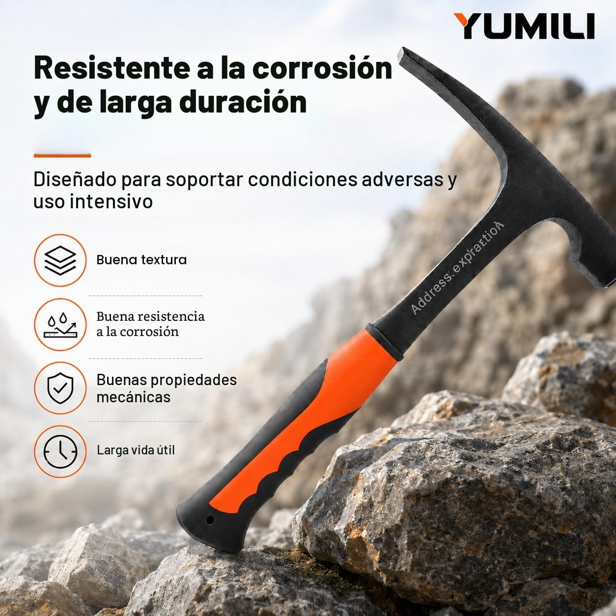 Geológico Exploración Martillo, Martillo Geológico Profesional 850g, Geología Rock Pick Hammer, Pico de Roca de Cabeza Plana, Herramienta de Exploración de Minerales para Geología al Aire Libre, 285mm