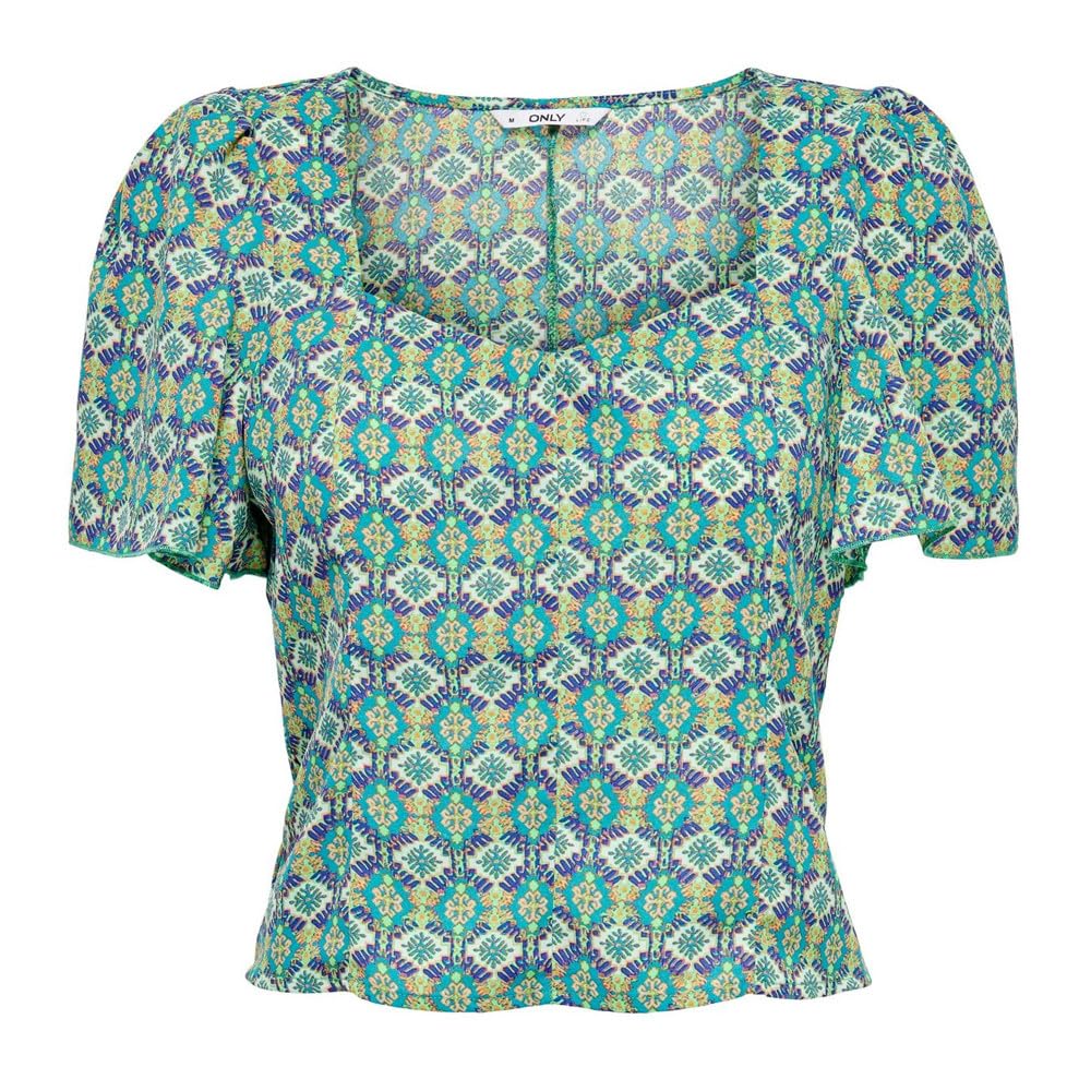 Only Blusa Verde/Blanca Con Estampado Mujer Alma