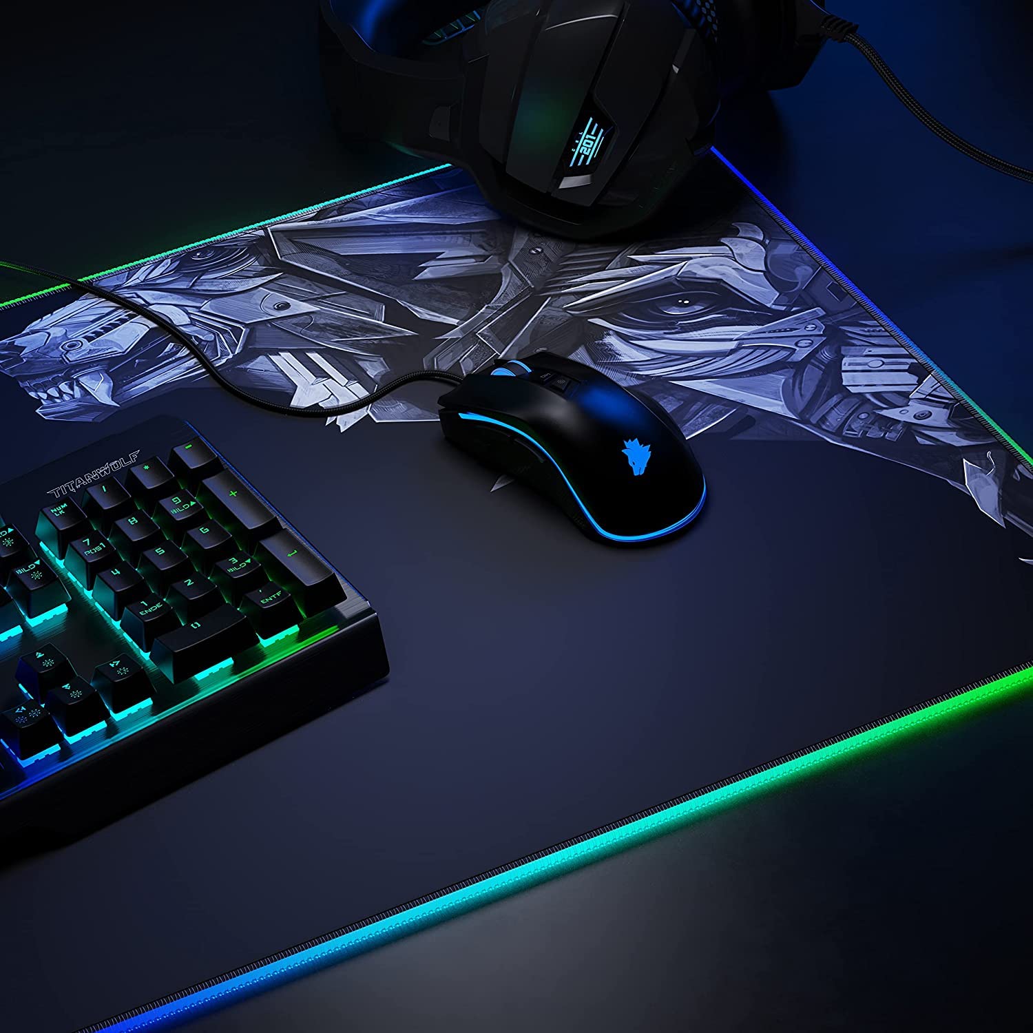TITANWOLF RGB Gaming Mouse Pad XXL 900x400mm Mouse Pad 11 LED Colors and Light Effects