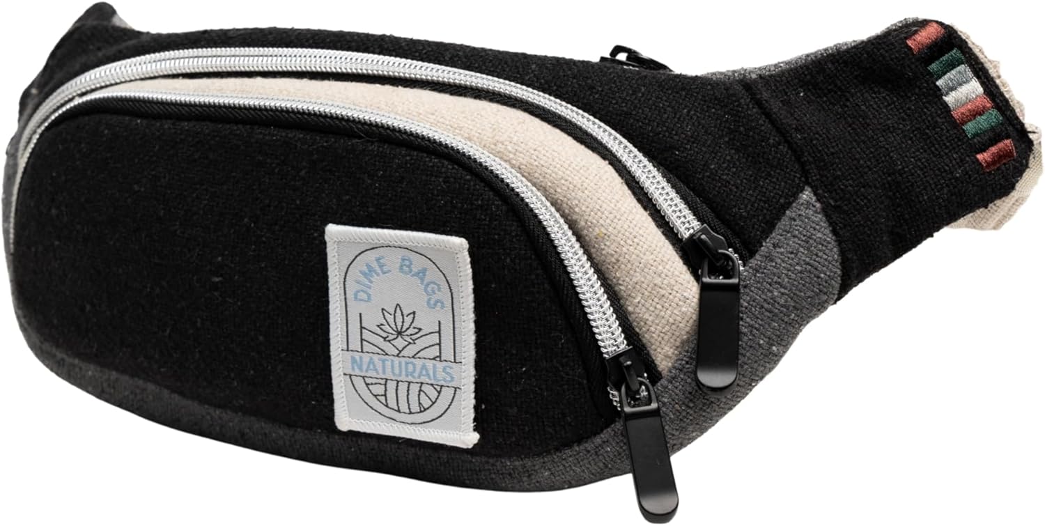 Dime Bags Naturals | The Maverick | 100% Nepali Hemp Adjustable Waist Fanny Pack (Charcoal)