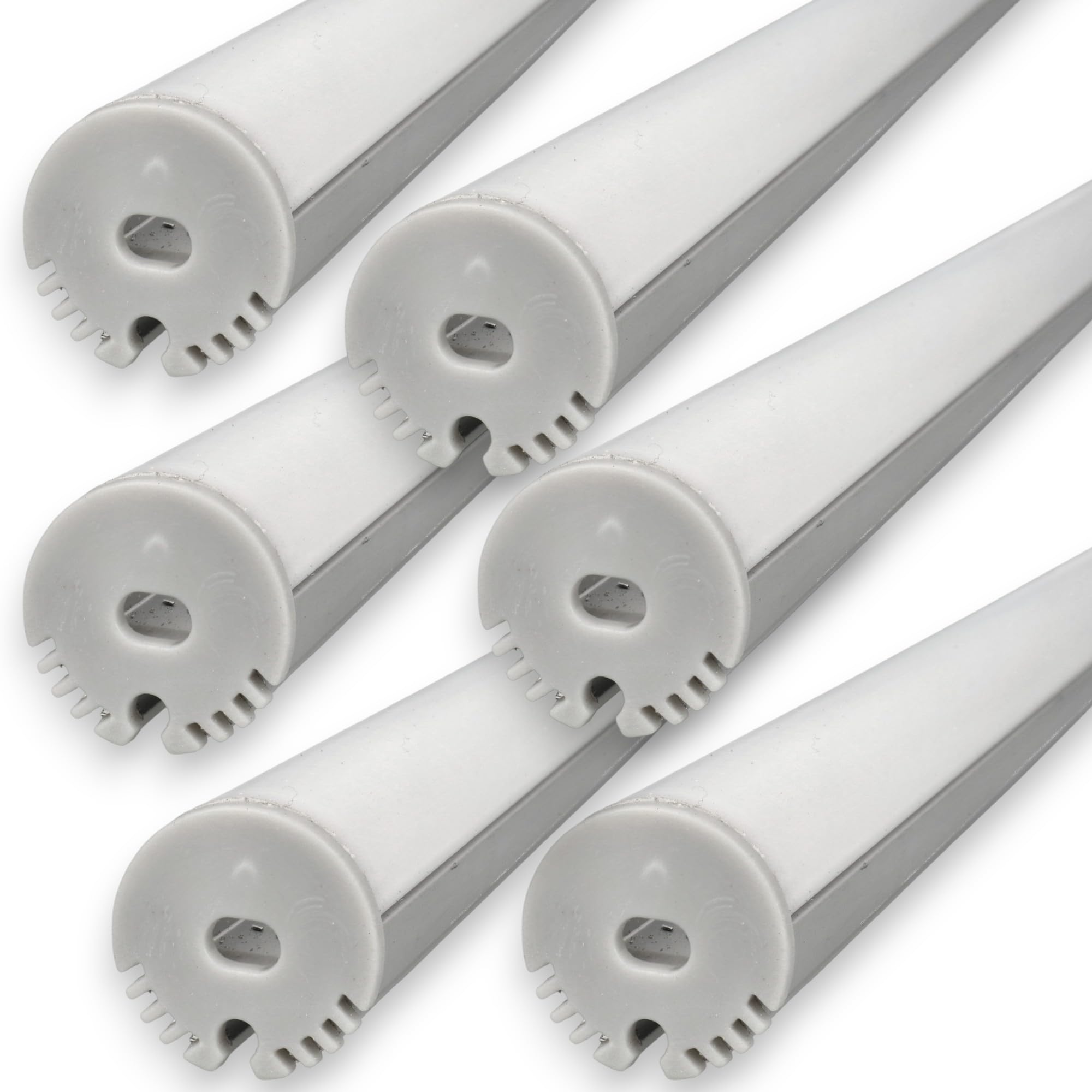 Jandei Confezione da 6 profili 1 metro forma tubolare per strisce LED, posizionamento sospeso o superficie, realizzati in alluminio grigio. Includono diffusore traslucido rotondo e tappi terminali