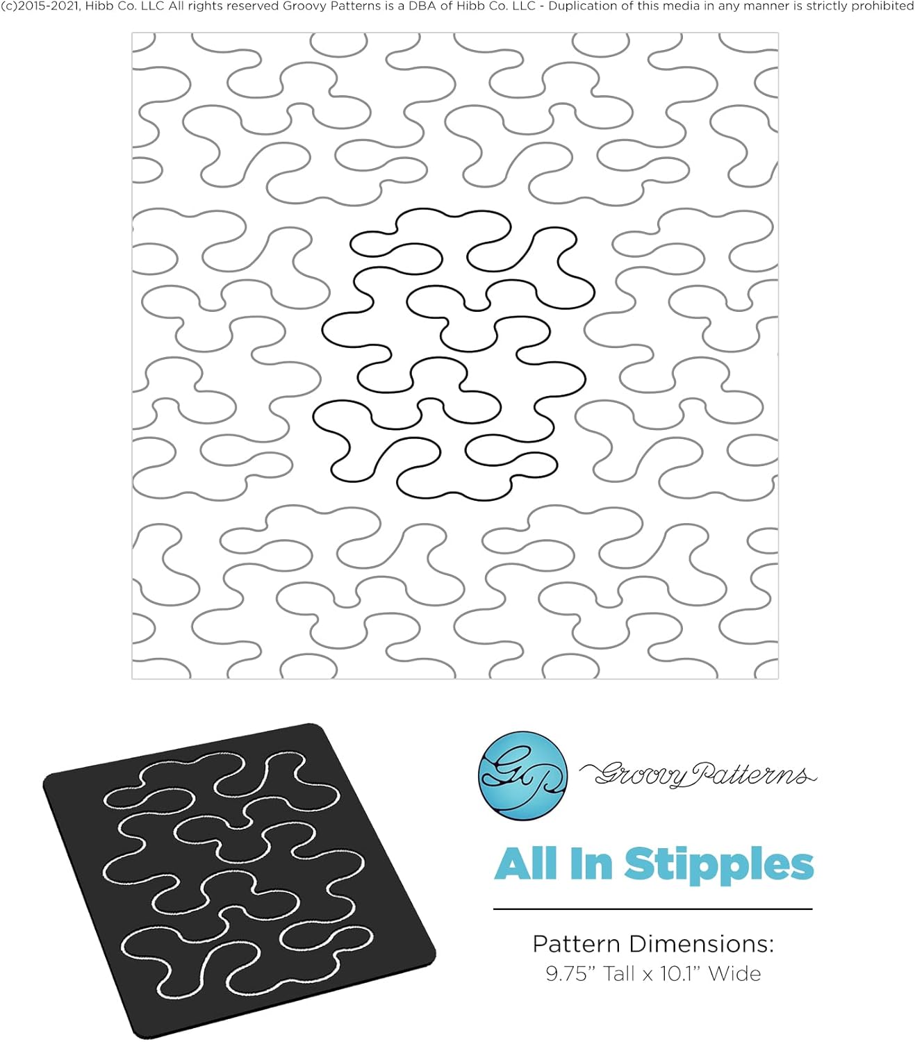 Groovy Patterns All in Stipple Block Patchwork Quilt Pattern - Long Arm Board Sewing Patterns - Quilting Templates Sewing Supplies