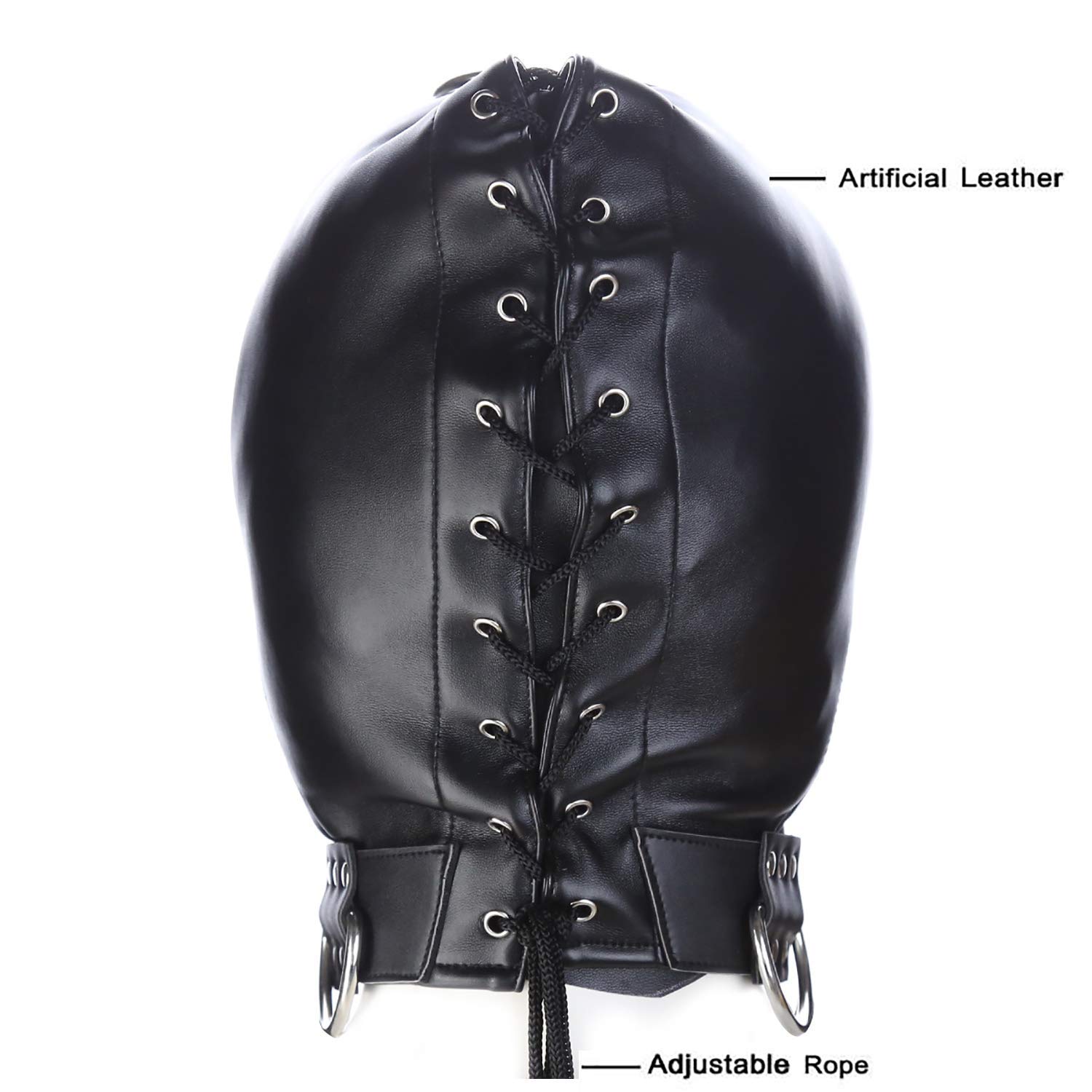 Bondage Full Hood, Faux Leather #40 Leather Bondage Hood - Restricted Senses main image 3
