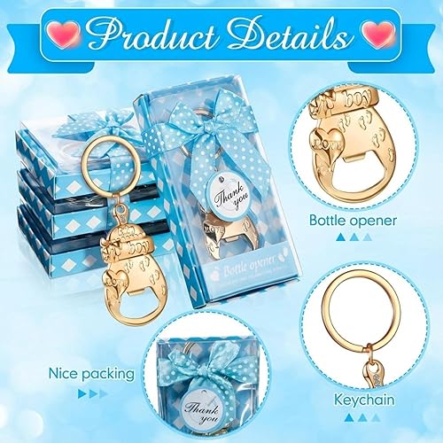 Miniatura 3 de Sieral 24 piezas de abrebotellas para baby shower, recuerdo de fiesta para invitados, llavero dorado, regalos, decoraciones, recuerdos para niñas,