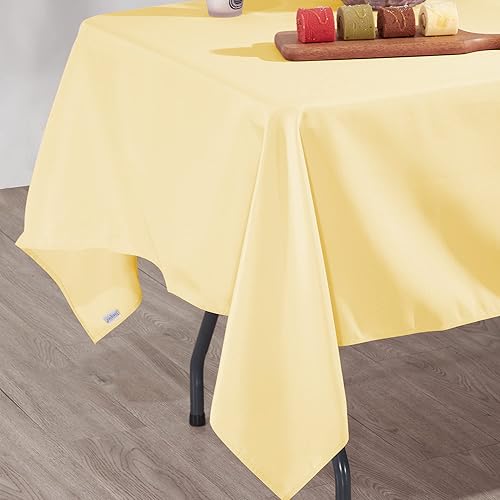 Miniatura 5 de Jieqier Mantel rectangular  60 x 84 pulgadas, color champán, mantel rectangular de poliéster lavable para mesa de 4 pies, resistente a las manchas y