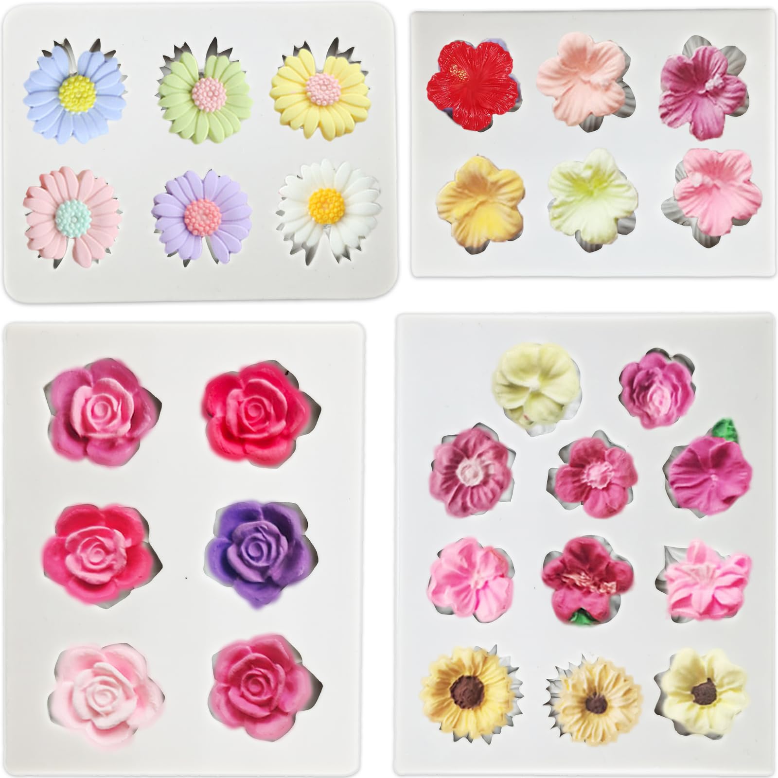 Photo 1 of JJzxwish 4-Piece Flower Silicone Fondant Molds