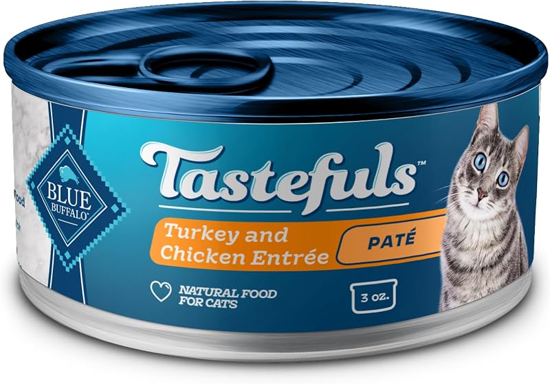 Ração úmida para gatos Blue Buffalo Tastefuls Patê de Peru e Frango, 85 g, Pacote com 24