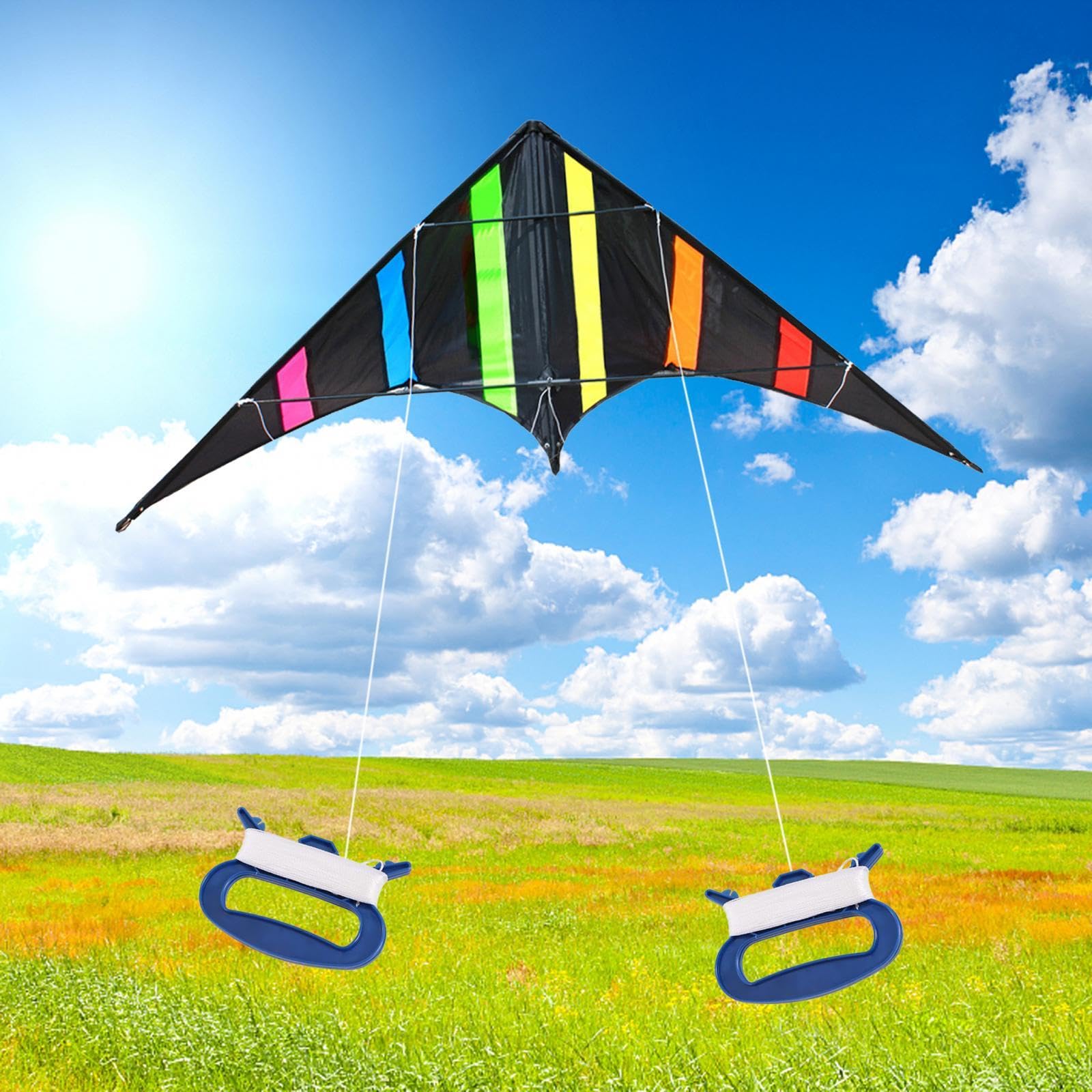 Aquilone Acrobatico Triangolare Adulto con Doppio Filo 1.2m Poliestere FRP Durevole Facile da Pilotare Adatto per Sport Outdoor E Tempo Libero