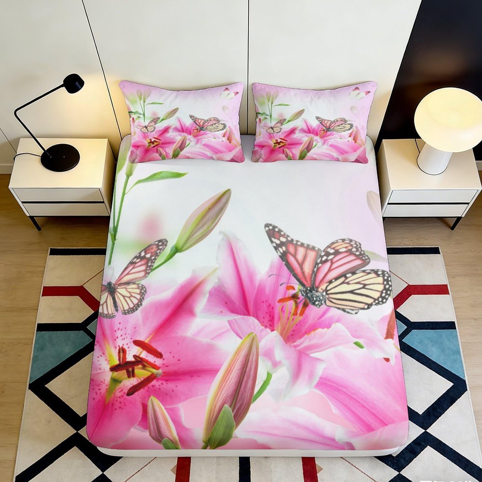 3D Printed Sunflower Horse Fitted Sheet Microfiber Deep Pocket Non-Slip Bedroom Mattress Fitted Cover for Adults 120x200x25cm