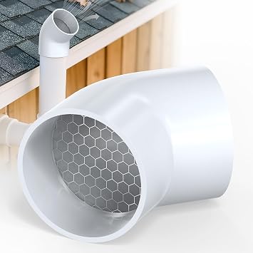 PVC Vent Cap, Termination Cap with Stainless Steel Screen for 2" PVC Pipe Schedule 40, 1 PCS, 45 Degree Furnace & Roof Vent Cover, Exhaust Pipe Cover
