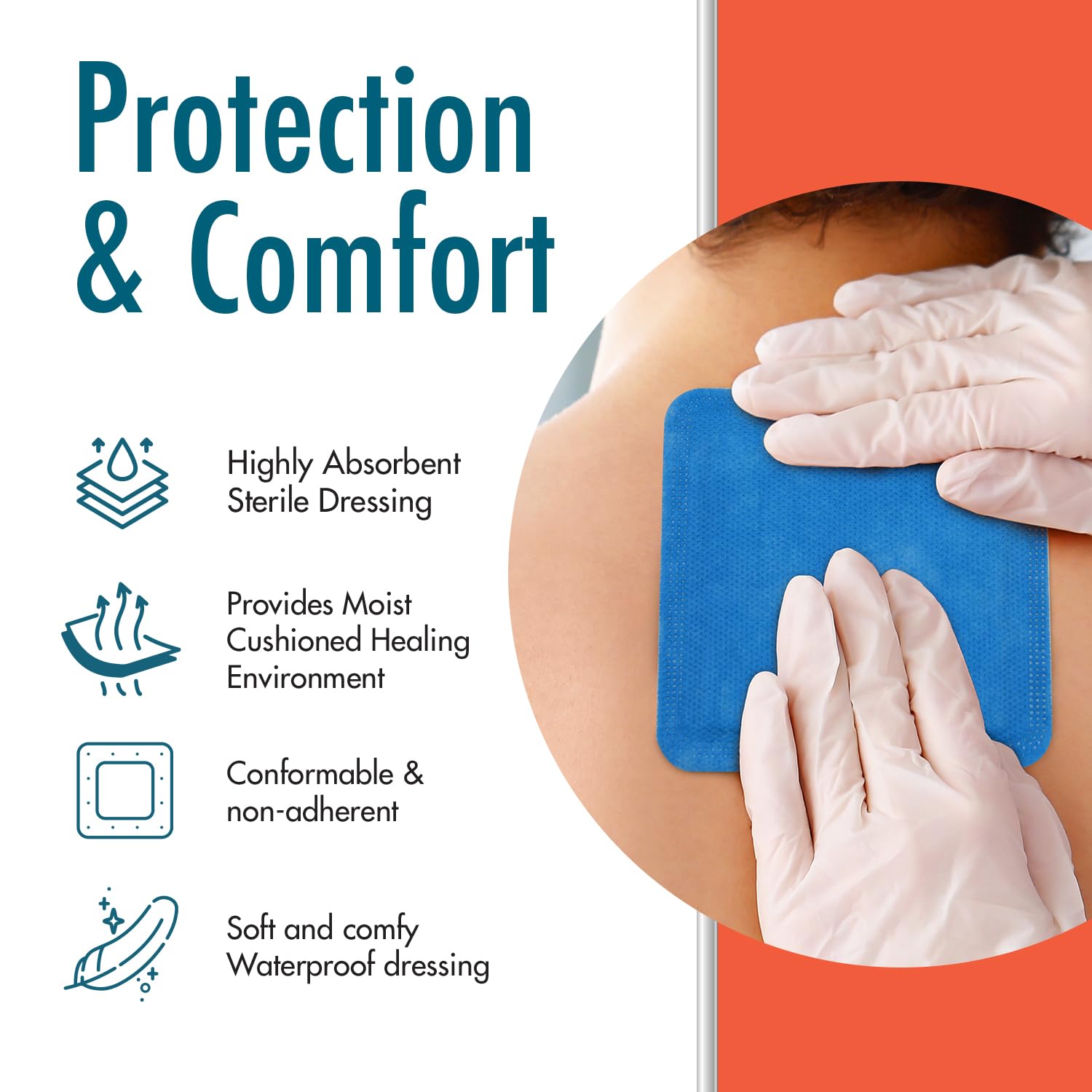 Dynarex Dürma+ DynaSorb Super Absorbent Dressing, Non-Adherent, Sterile, High Absorbency for Heavy Drainage, Soft and Conformable - 4" x 4" - 10 per Box