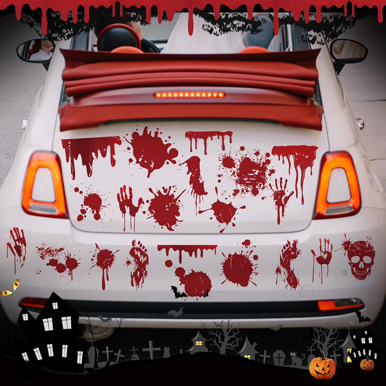 28 Pcs Halloween Bloody Garage Door Magnets Handprints Decals,Scary image 4