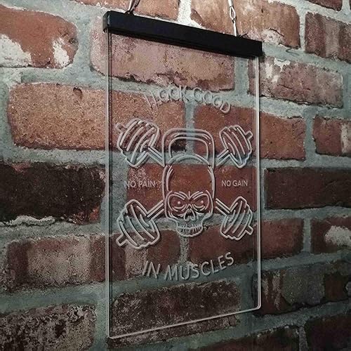 Miniatura 4 de ADVPRO No Pain No Gain I Look Good in Muscles Weight Train Gym Fitness Señal de neón LED de doble color rojo y azul 16 x 24 pulgadas st6s46-i4093-rb