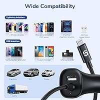 Vista 7 de [Certificado MFi de Apple] Syncwire Cargador de coche para iPhone de 32 W, cargador de teléfono súper rápido, encendedor de cigarrillos, adaptador