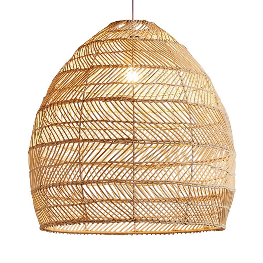 LYMSXAZOU Boho Wicker Rattan Chandelier Southeast Asian Pendant Lights Creative Farmhouse Hanging Lamp Natural Industrial Chandeliers Ceiling Lampshade For Bars Cafe Living Room