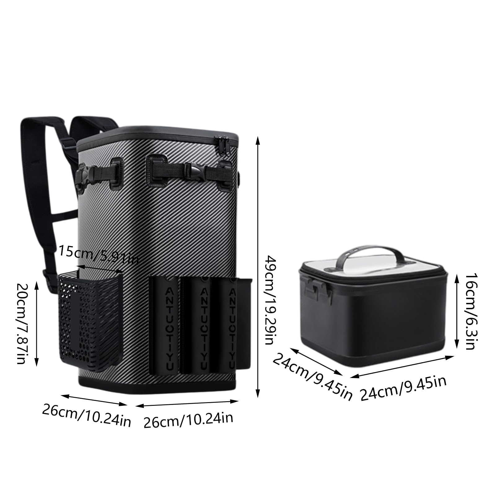 Mochila de de aparejos, de pesca impermeable con soporte para caña