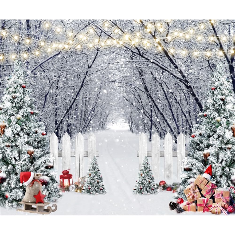 Weihnachts-Fotohintergrund 3x2,1 M – Winter-Szene Mit Schnee, Baum & Hirsch, Vinyl, Faltbar