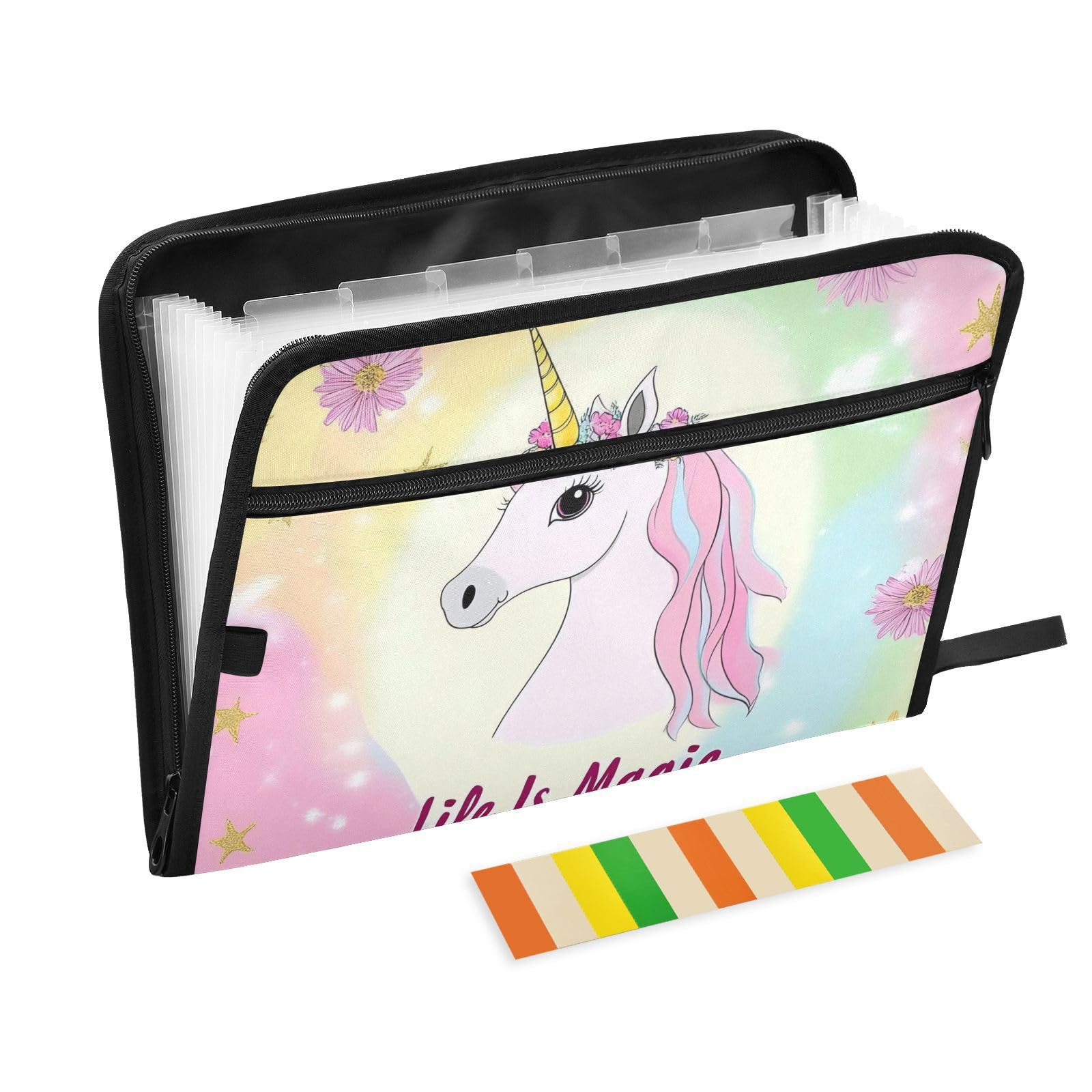 Carpeta pastel A4 con 13 bolsillos y cremallera para proteger dibujos y documentos escolares 8