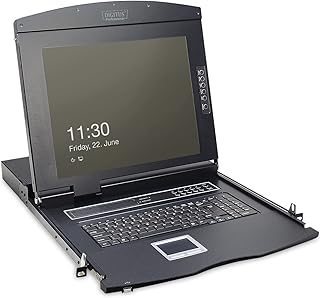 DIGITUS 19 inch KVM console with 17 inch TFT display (4:3), without keyboard module (sold separately), without KVM switch (sold separately), black
