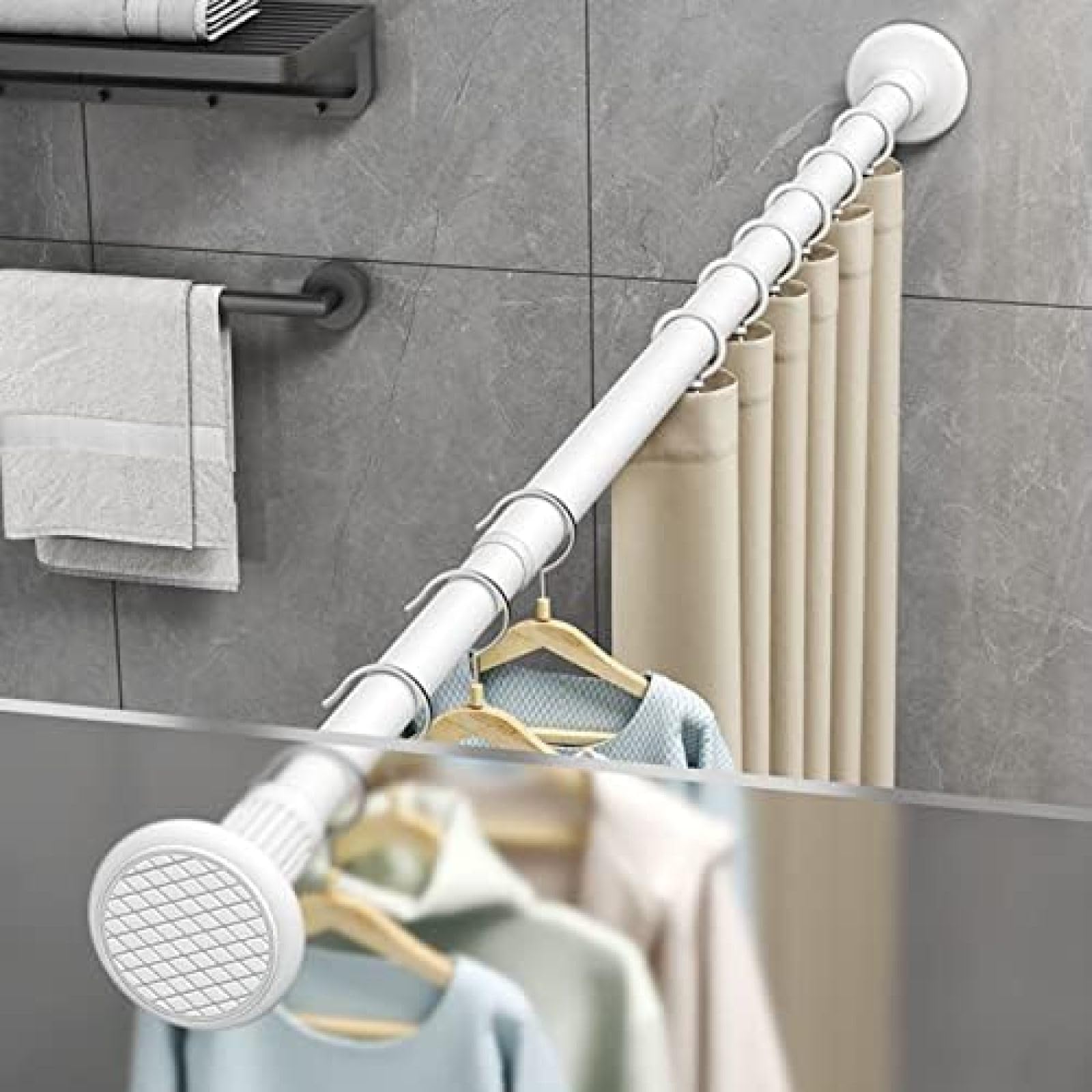 D Asta in acciaio inox Teon Rod senza trapano telescopico ain Rod Multifunctal per armadio finestra porta camera Det 110-190 cm (43-75 pollici)