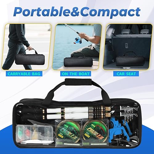 Miniatura 8 de Combo de caña de pescar telescópica y carrete, paquete de 2 varillas de viaje de fibra de carbono de 5.9 pies y 6.89 pies, 2 carretes giratorios