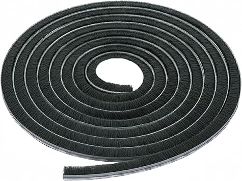 Brixwell Vanguard Astragal Pile Weatherstrip 0.625" Pile Height, 100 Roll, Black Finish - Adjustable Seal Strip for Reducing Air, Dust, and Moisture in Residential and Commercial Use