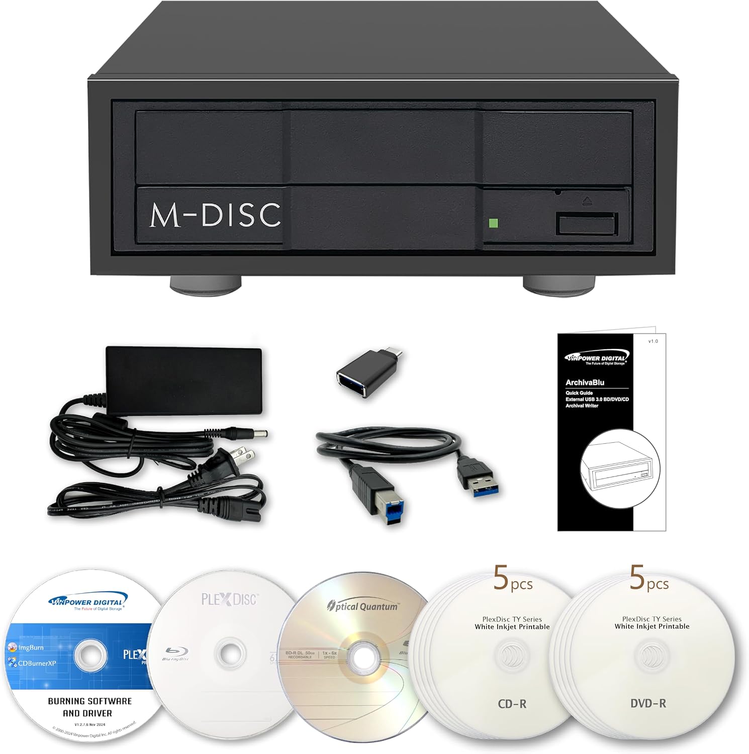 Amazon.com: Vinpower Archival Grade 16X Blu-ray BDXL DVD CD External ...