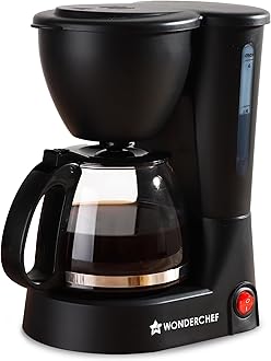 Wonderchef Swift Brew Coffee Machine for Home | 650W | Brew 6 Cups at a Time | Anti-Drip System | Keep Warm Plate | Borosilicate Glass Carafe | Compact Design | 2-Year Warranty