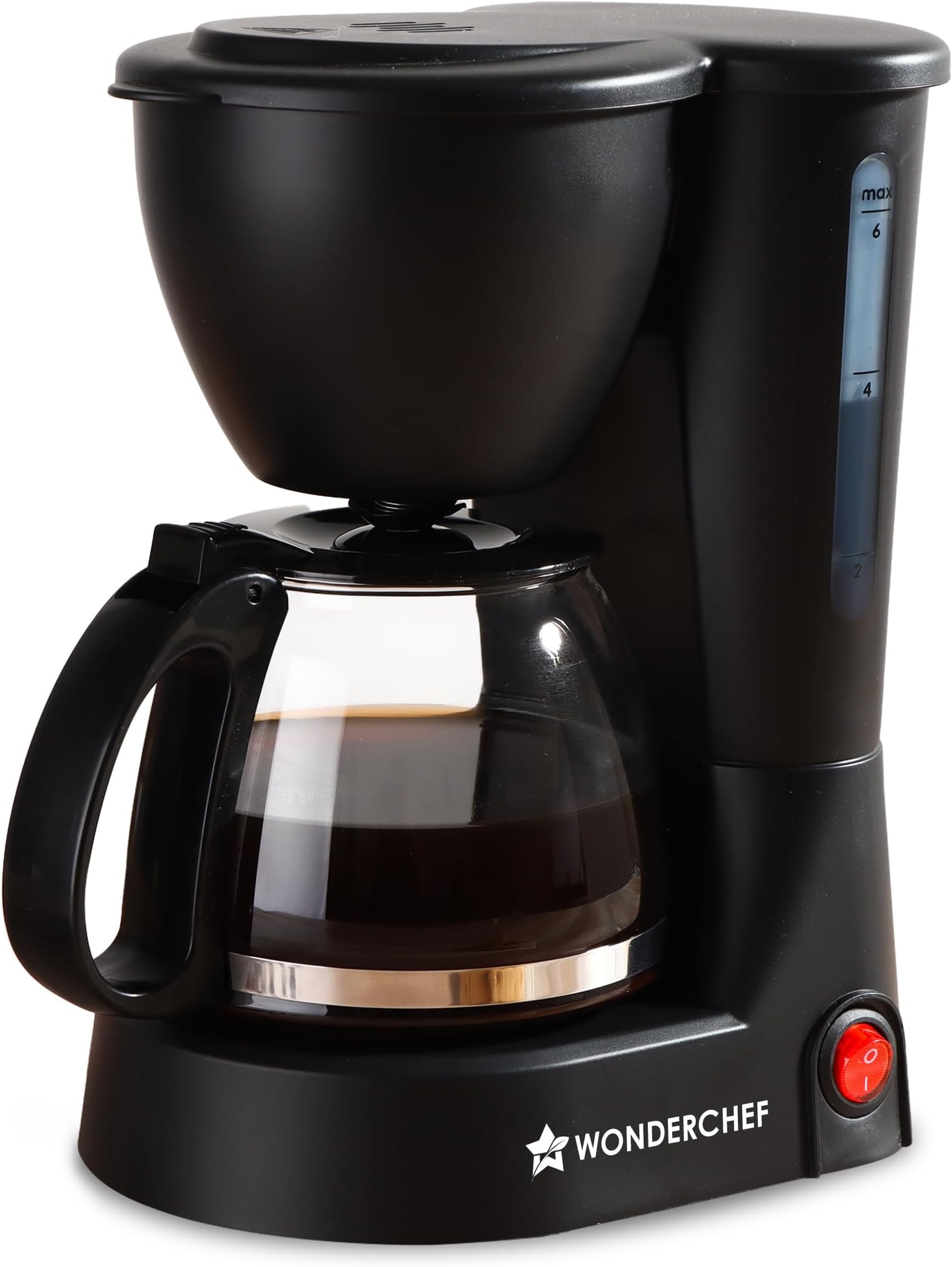 Wonderchef Swift Brew Coffee Machine for Home | 650W | Brew 6 Cups at a Time | Anti-Drip System | Keep Warm Plate | Borosilicate Glass Carafe | Compact Design | 2-Year Warranty