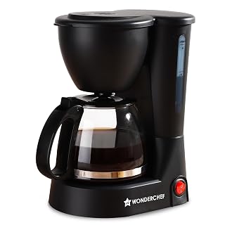 Wonderchef Swift Brew Coffee Machine for Home | 650W | Brew 6 Cups at a Time | Anti-Drip System | Keep Warm Plate | Borosilicate Glass Carafe | Compact Design | 2-Year Warranty - Amazon product rated Grade A