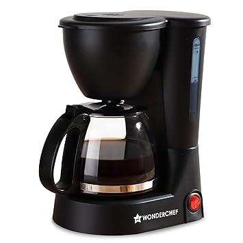 Wonderchef Swift Brew Coffee Machine for Home | 650W | Brew 6 Cups at a Time | Anti-Drip System | Keep Warm Plate | Borosilicate Glass Carafe | Compact Design | 2-Year Warranty - image, photos