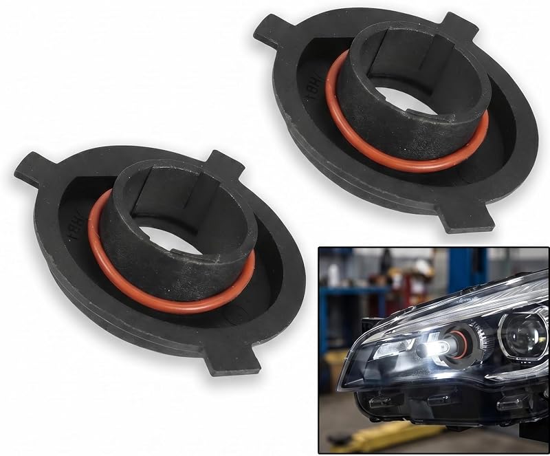 2 PCS H4 Car LED Bulb Retainers, Heat-resistant Bulb Sockets Retainer Holder, Bulb Adapter Bracket Holder Base Sockets with Gasket Rings, Fit for Most Cars (Black)